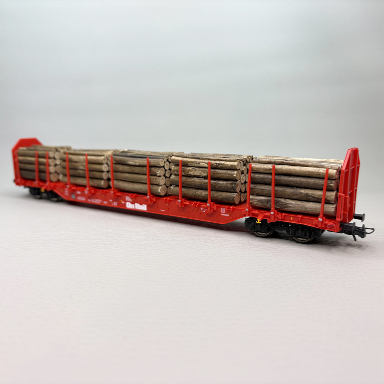 Coffret de 3 wagons à ranchers Rnoos "OnRail", chargement bois rond, Ep. VI - ROCO 6600318 - HO 1/87