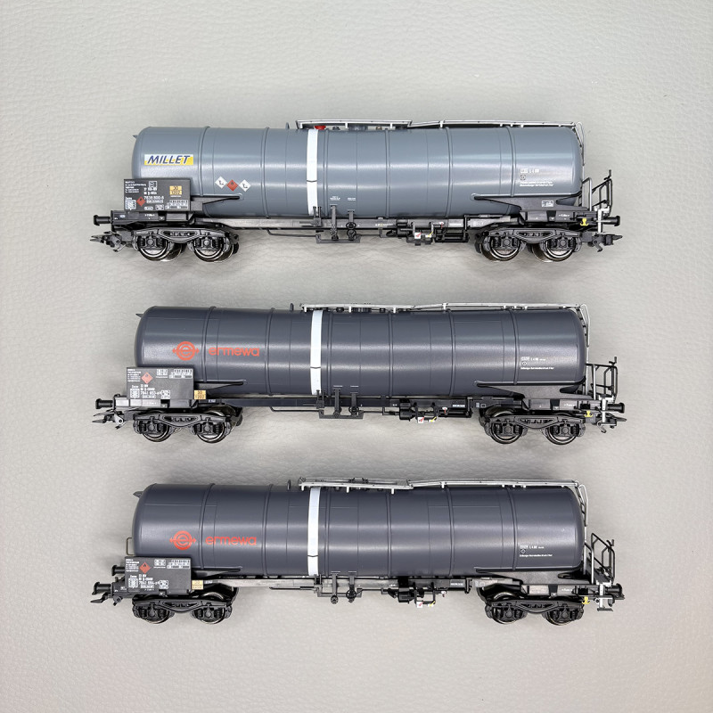 Coffret de 3 wagons-citernes Zacns 95m³, "Ermewa" et "Millet", Ep. VI - MARKLIN 47551 - HO 1/87