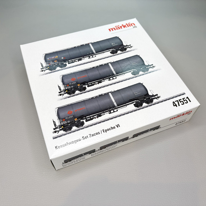 Coffret de 3 wagons-citernes Zacns 95m³, "Ermewa" et "Millet", Ep. VI - MARKLIN 47551 - HO 1/87