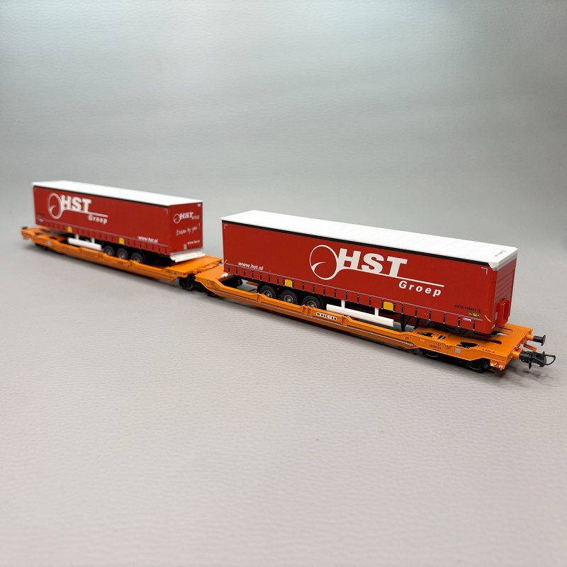 Wagon-poche double articulé Sdggmrs 738/T3000e, "Wascosa", chargement HST, Ep. VI - ROCO 6600260 - HO 1/87