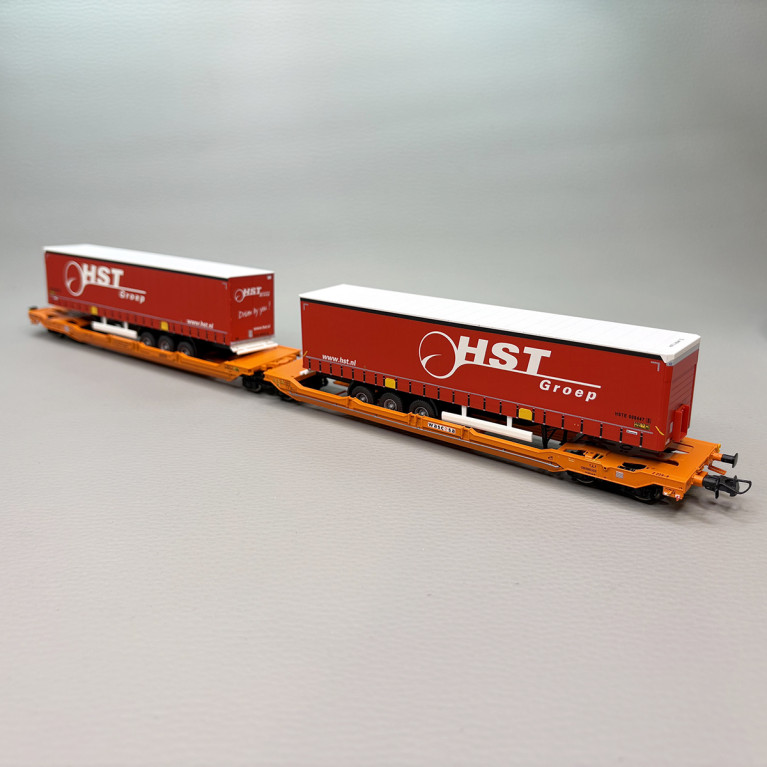 Wagon-poche double articulé Sdggmrs 738/T3000e, "Wascosa", chargement HST, Ep. VI - ROCO 6600260 - HO 1/87
