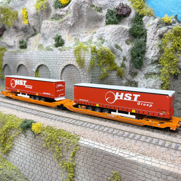 Wagon-poche double articulé Sdggmrs 738/T3000e, "Wascosa", chargement HST, Ep. VI - ROCO 6600260 - HO 1/87