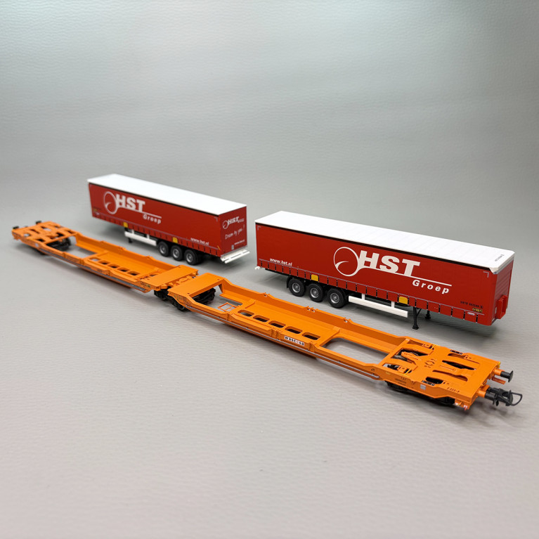 Wagon-poche double articulé Sdggmrs 738/T3000e, "Wascosa", chargement HST, Ep. VI - ROCO 6600260 - HO 1/87