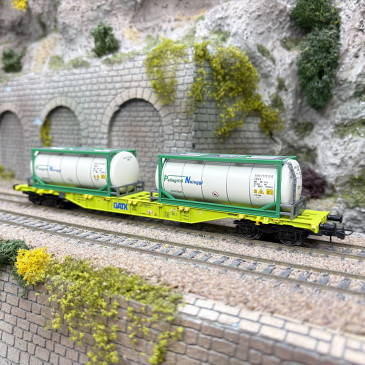 Wagon porte-conteneurs Sgns "GATX", chargement conteneurs-citernes, Ep. VI - ROCO 6600279 - HO 1/87