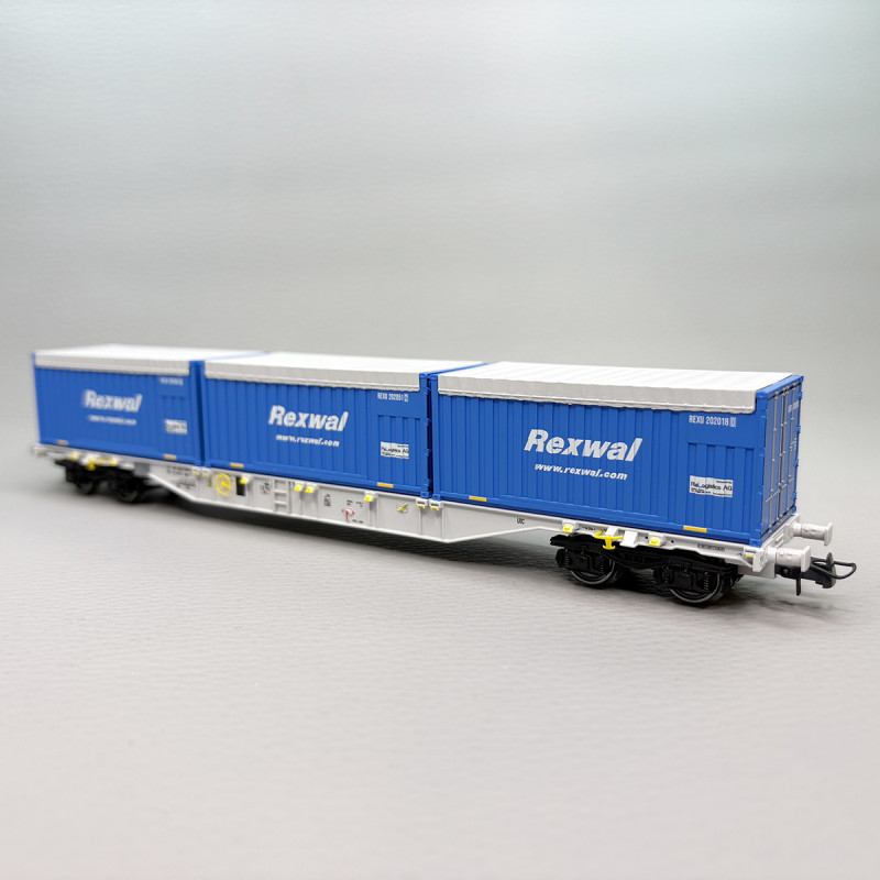 Wagon porte-conteneurs Sgns "AAE", chargement conteneurs Rexwal, SBB, Ep. VI - ROCO 6600234 - HO 1/87