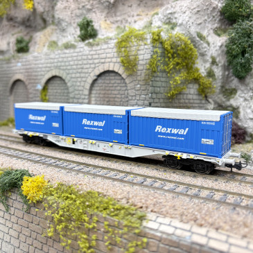 Wagon porte-conteneurs Sgns "AAE", chargement conteneurs Rexwal, SBB, Ep. VI - ROCO 6600234 - HO 1/87