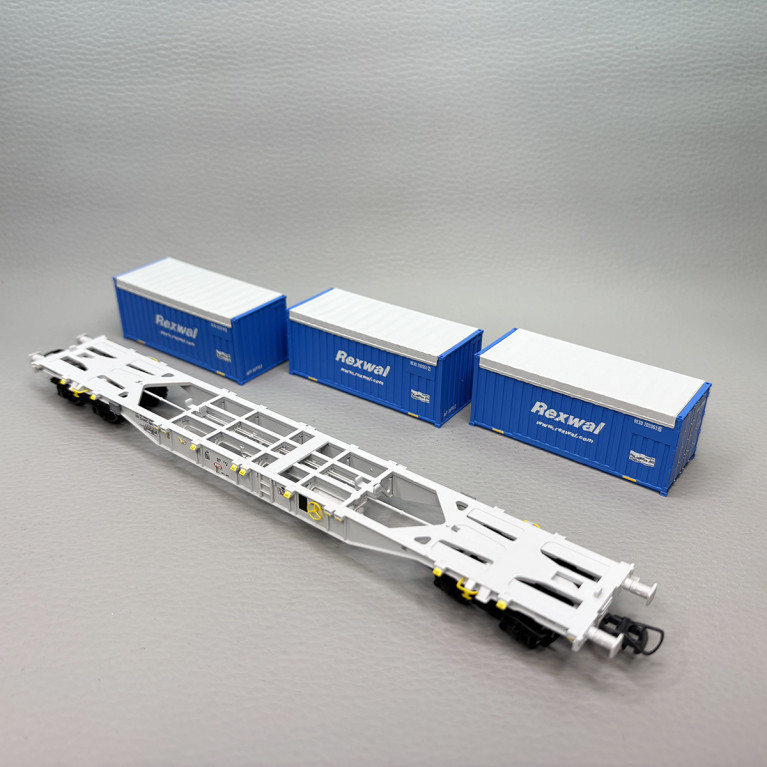 Wagon porte-conteneurs Sgns "AAE", chargement conteneurs Rexwal, SBB, Ep. VI - ROCO 6600234 - HO 1/87