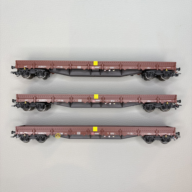 Coffret de 3 wagons à bords bas Res-x, brun-rouge, DB AG, Ep. VI - MARKLIN 47162 - HO 1/87