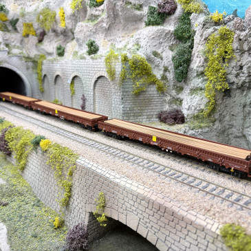 Coffret de 3 wagons à bords bas Res-x, brun-rouge, DB AG, Ep. VI - MARKLIN 47162 - HO 1/87