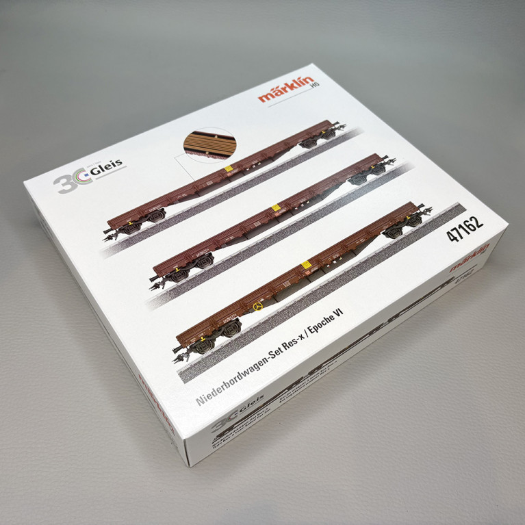 Coffret de 3 wagons à bords bas Res-x, brun-rouge, DB AG, Ep. VI - MARKLIN 47162 - HO 1/87