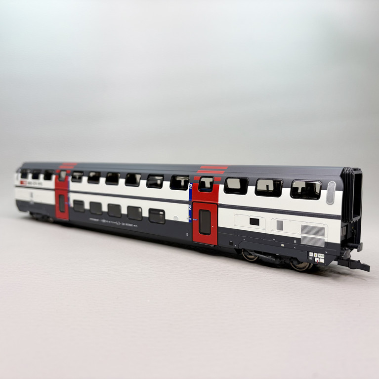 Coffret de 2 voitures à deux niveaux 2e classe, type B "IC2000", SBB CFF, Ep. V-VI - ROCO 6200216 - HO 1/87