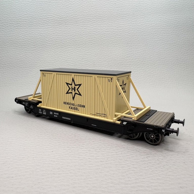 Wagon surbaissé N° 980 801, «Henschel & Sohn», SSt01, DB, Ep. III, BRAWA 47914, HO 1/87
