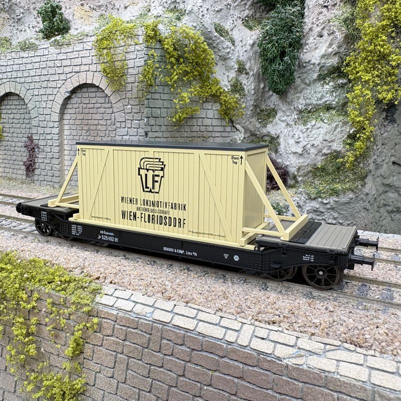Wagon surbaissé N° 525 102 [P], «Wiener Lokomotivfabrik», Ja, BBÖ, Ep. II, BRAWA 47917, HO 1/87