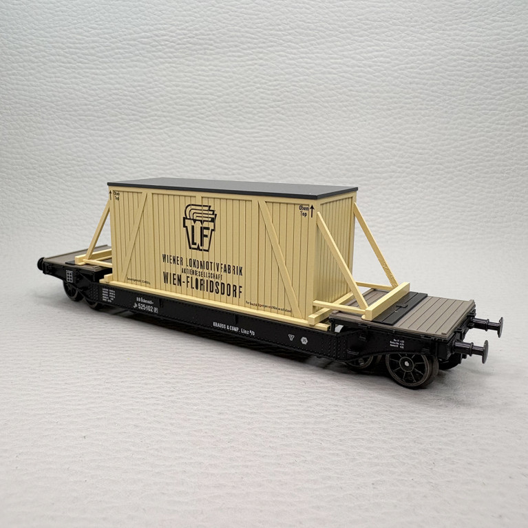 Wagon surbaissé N° 525 102 [P], «Wiener Lokomotivfabrik», Ja, BBÖ, Ep. II, BRAWA 47917, HO 1/87