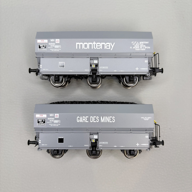 Coffret de 2 wagons coke MH45, «Montenay» et «Gare des Mines», SNCF, Ep. III, REE WB-964, HO 1/87