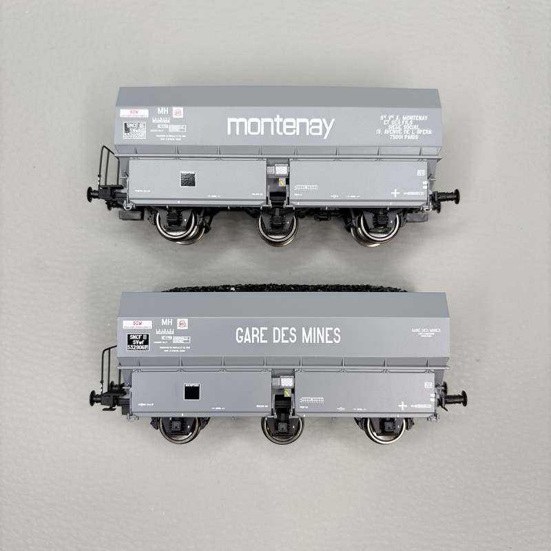 Coffret de 2 wagons coke MH45, «Montenay» et «Gare des Mines», SNCF, Ep. III, REE WB-964, HO 1/87