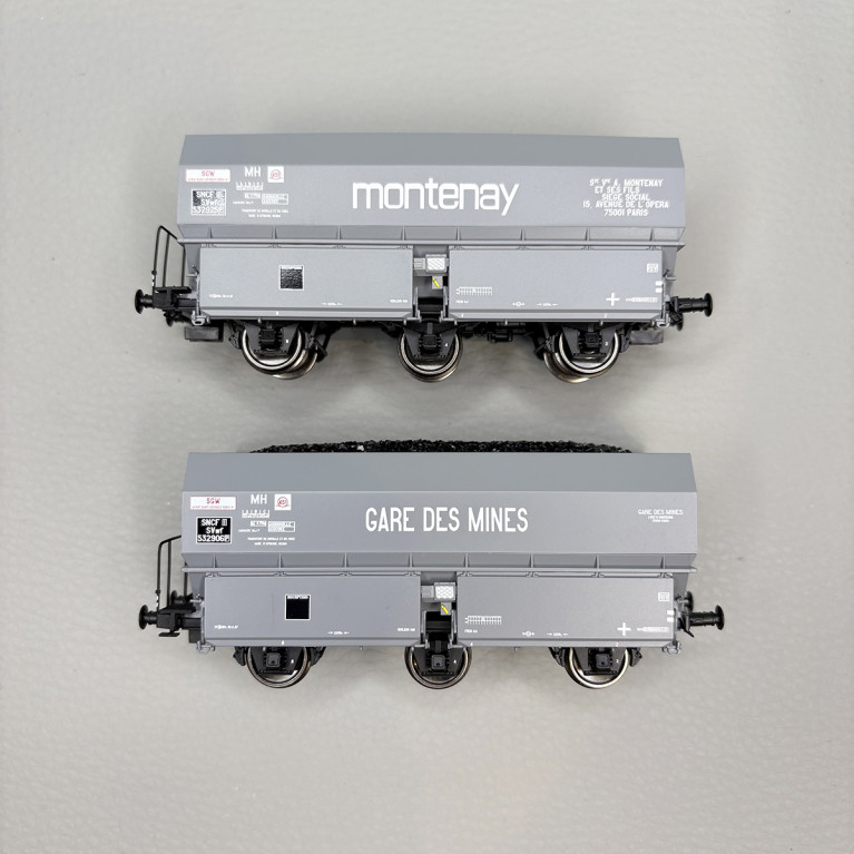 Coffret de 2 wagons coke MH45, «Montenay» et «Gare des Mines», SNCF, Ep. III, REE WB-964, HO 1/87