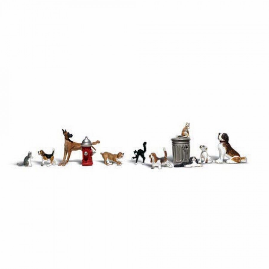 10 chiens et chats avec accessoires -N-1/160-WOODLAND SCENICS A2140