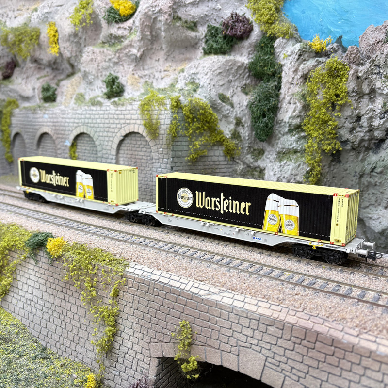 Wagon porte-conteneurs double Sggmrs, «Warsteiner», AAE, Ep. VI, ROCO 6600320, HO 1/87