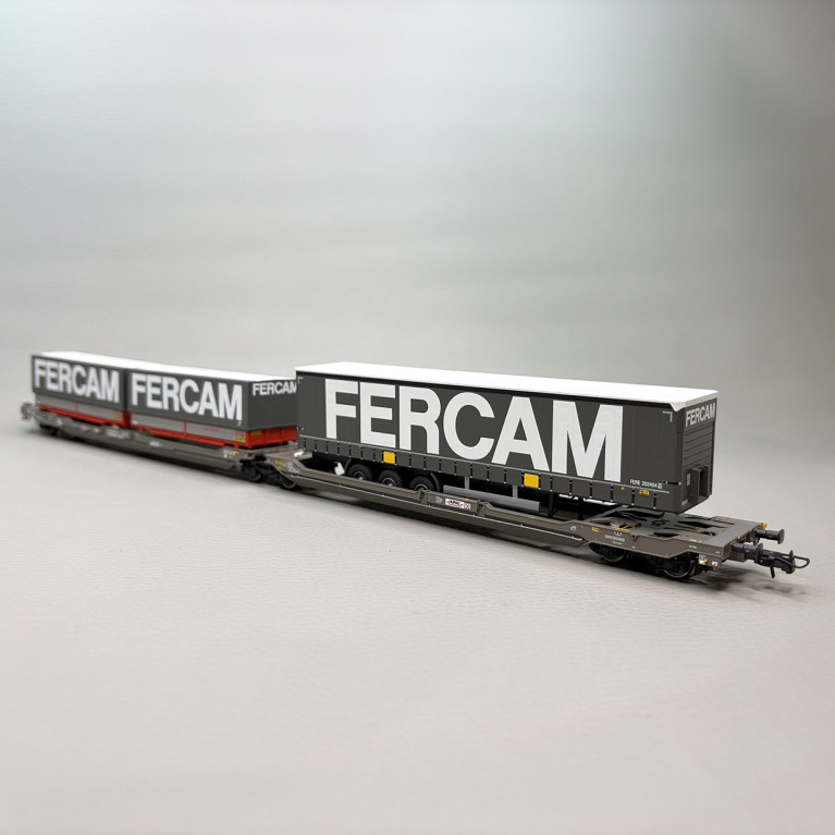Wagon articulé double compartiment T3000e, «Fercam», HUPAC, Ep. VI, ROCO 6600235, HO 1/87