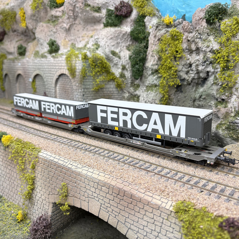 Wagon articulé double compartiment T3000e, «Fercam», HUPAC, Ep. VI, ROCO 6600235, HO 1/87