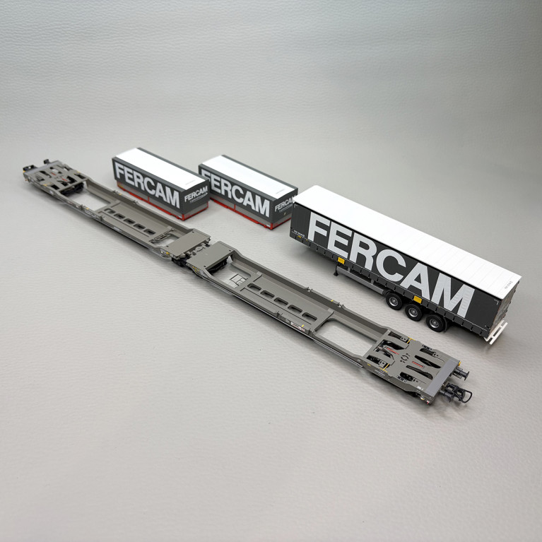 Wagon articulé double compartiment T3000e, «Fercam», HUPAC, Ep. VI, ROCO 6600235, HO 1/87