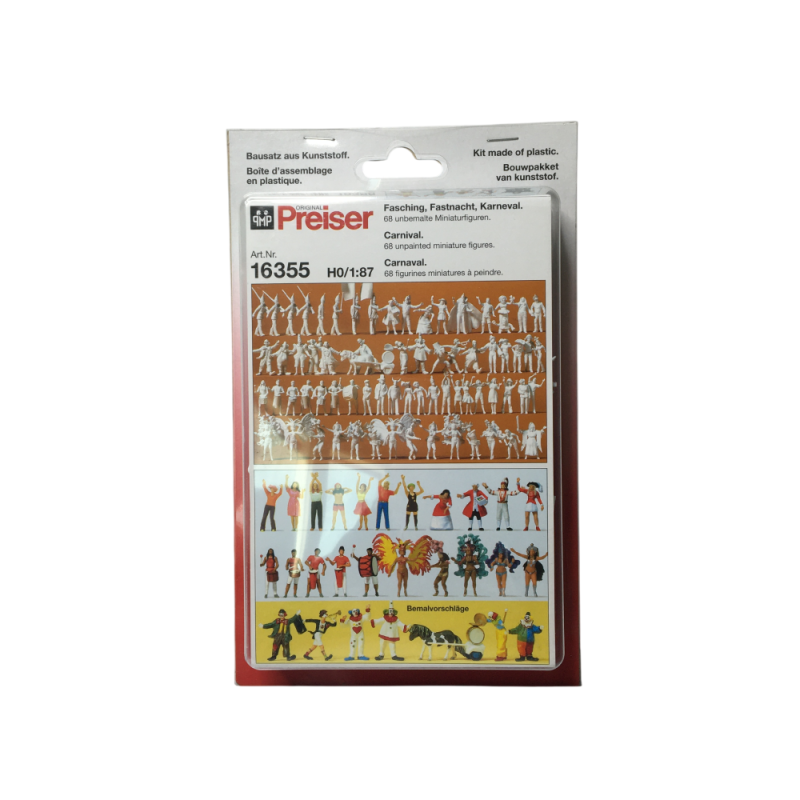 Figurines, Carnaval, Mardi Gras, Fastnacht, 68 pièces, non peintes - PREISER 16355 - HO 1/87