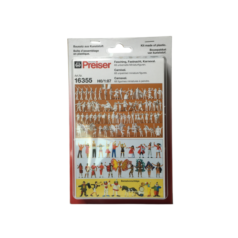 Figurines, Carnaval, Mardi Gras, Fastnacht, 68 pièces, non peintes - PREISER 16355 - HO 1/87