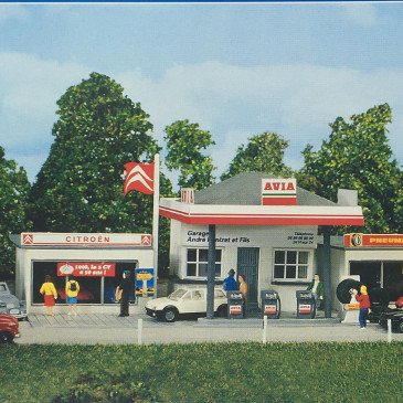 Garage Citroën avec voiture - HO 1/87 - SAI 160