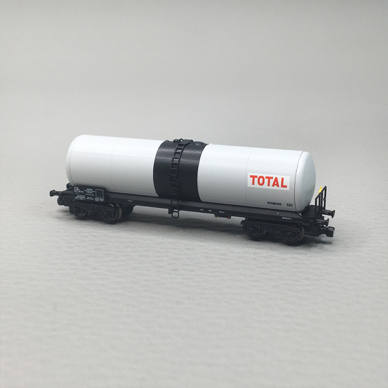 Wagon citerne ANF long, «Total Simotra» gris et noir, SNCF, Ep. IV, AZAR MODELS W05-TO2, Z 1/220