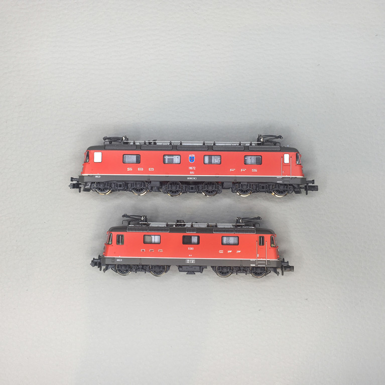 Coffret de 2 locomotives Re 10/10, Re 6/6 11672 "Balerna", Re 4/4 III 11361, SBB, Ep. IV, FLEISCHMANN 7560049, N 1/160