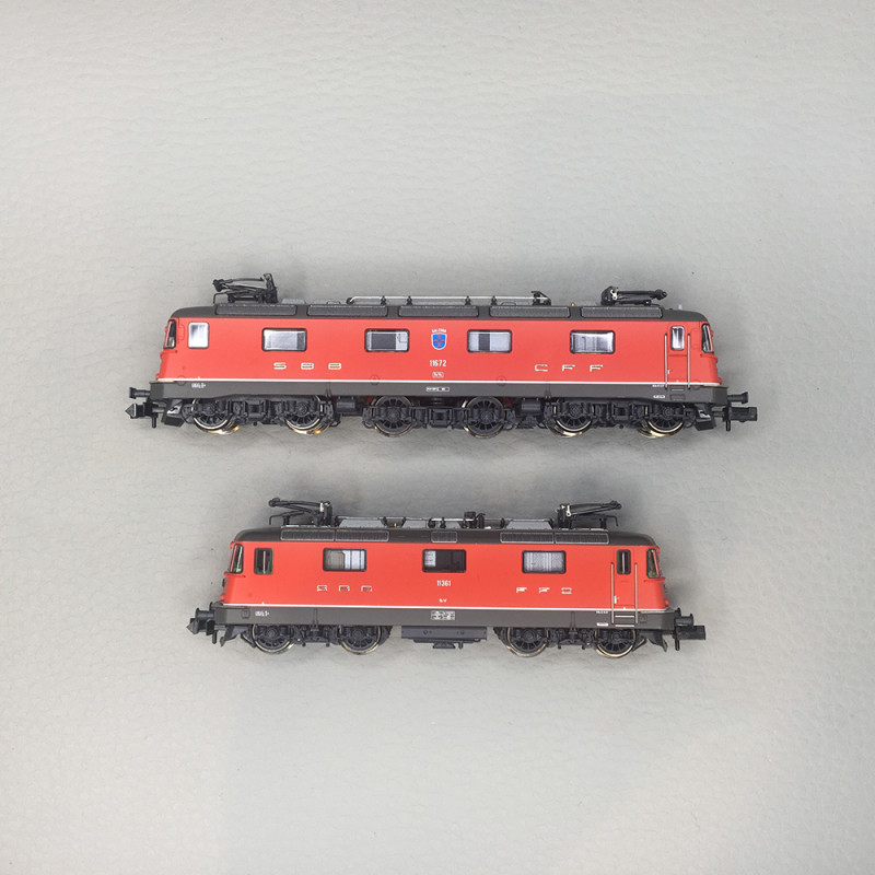 Coffret de 2 locomotives Re 10/10, Re 6/6 11672 "Balerna", Re 4/4 III 11361, SBB, Ep. IV, FLEISCHMANN 7560049, N 1/160