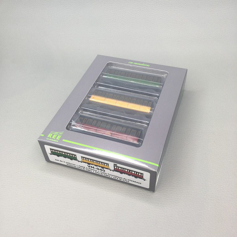 Coffret de 3 voitures «Cage à Poule», Train Touristique du Vivarais, Ep. IV-VI, REE VM-040, HOm-HOe 1/87