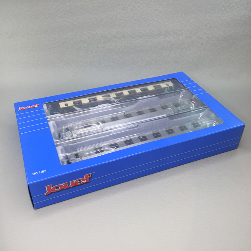 Coffret de 3 voitures "Sud Express", voiture-salon CIWL, 2 DEV Inox courtes, N°2/2, SNCF, Ep. III-IV, JOUEF HJ4214, HO 1/87
