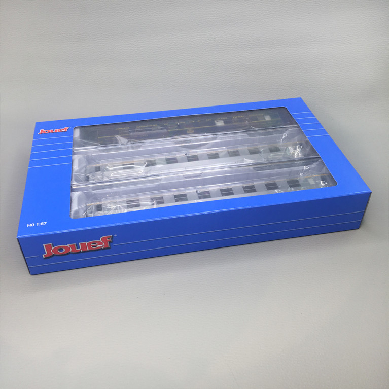 Coffret de 3 voitures "Sud Express", voiture-restaurant CIWL, 2 DEV Inox courtes, N°1/2, SNCF, Ep. III-IV, JOUEF HJ4213, HO 1/87