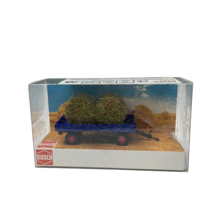 Remorque agricole, avec balles de foin - BUSCH 59975 - HO 1/87