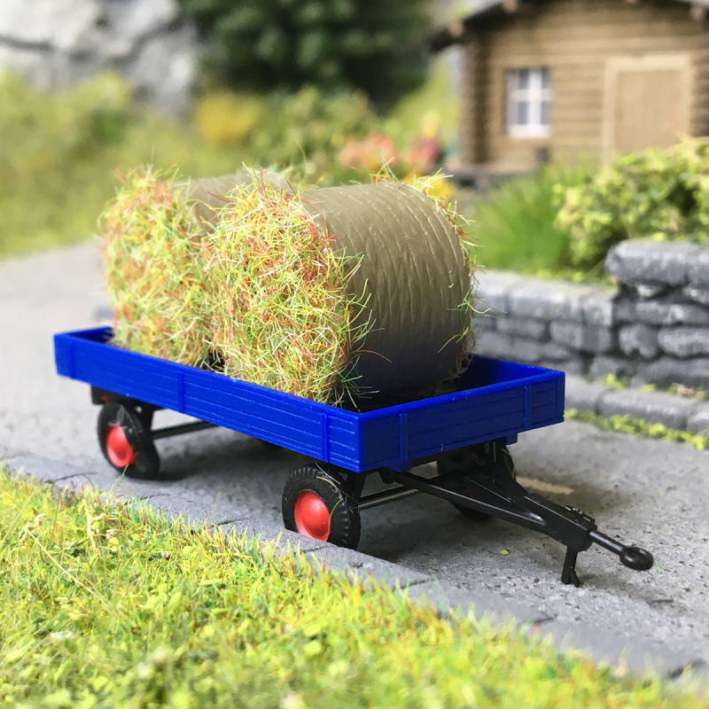Remorque agricole, avec balles de foin - BUSCH 59975 - HO 1/87