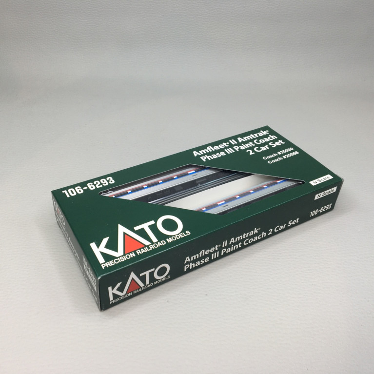 Coffret de 2 voitures Amfleet II Coach, Amtrak Phase III, KATO 106-6293, N 1/160