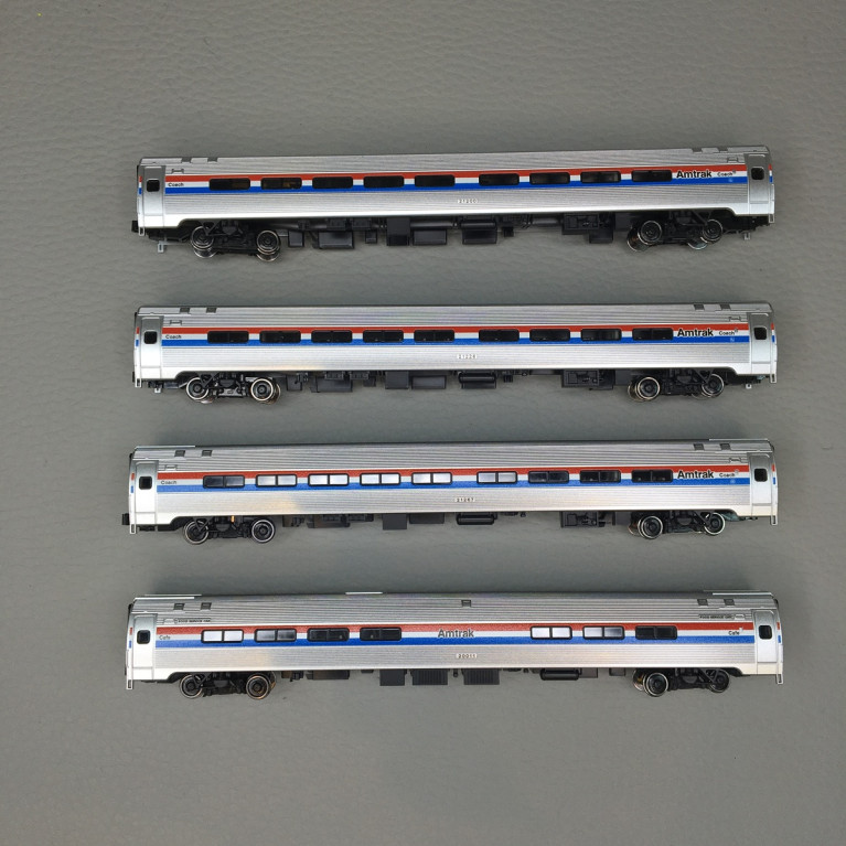 Coffret de 4 voitures Amfleet I, Amtrak Phase III, KATO 106-8020, N 1/160