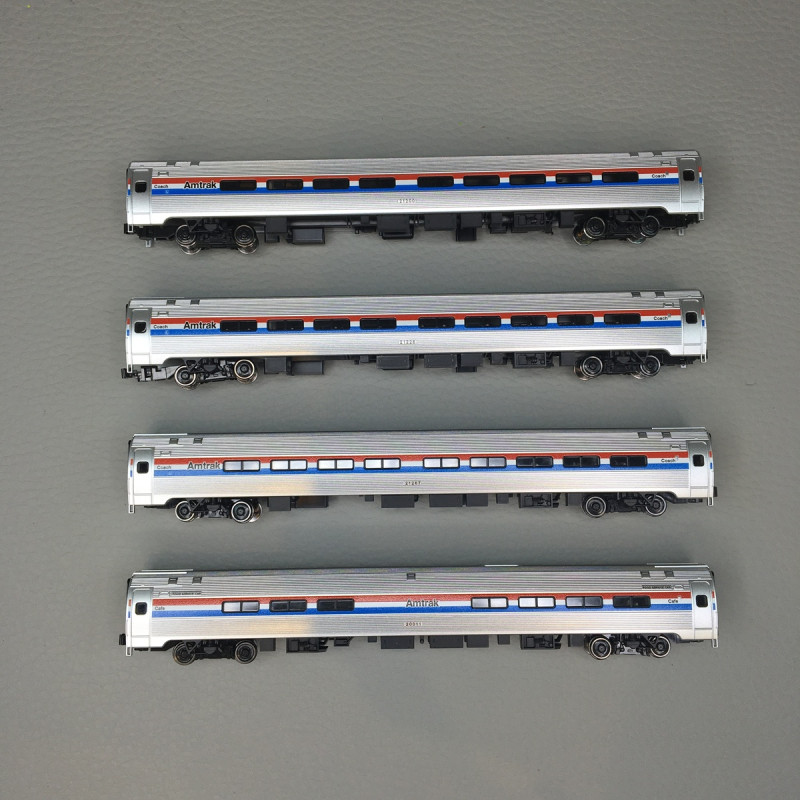Coffret de 4 voitures Amfleet I, Amtrak Phase III, KATO 106-8020, N 1/160
