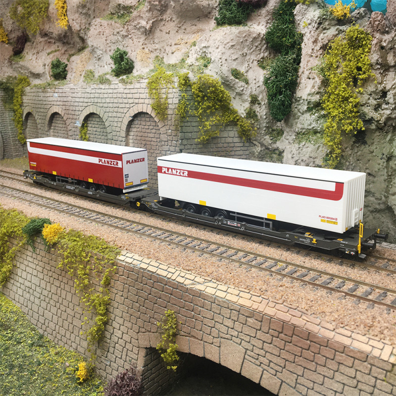 Wagon à double poche Sdggmrss, T3000e, "Planzer", Hupac, Ep. VI, MÄRKLIN 47475, HO 1/87