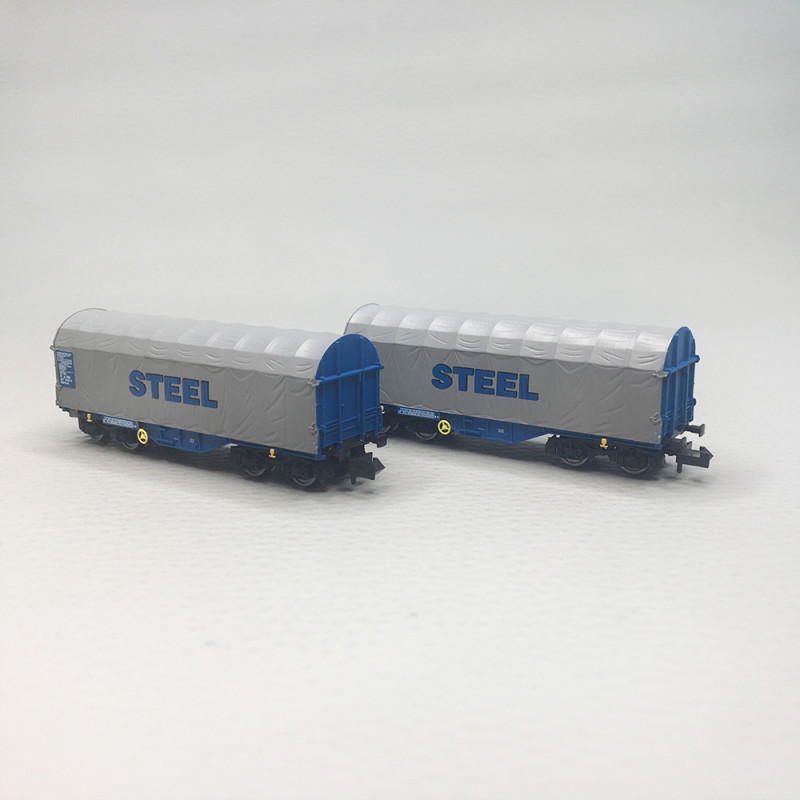Coffret de 2 wagons à bâche coulissante Shimmns, ÖBB, Ep. VI, FLEISCHMANN 6660173, N 1/160