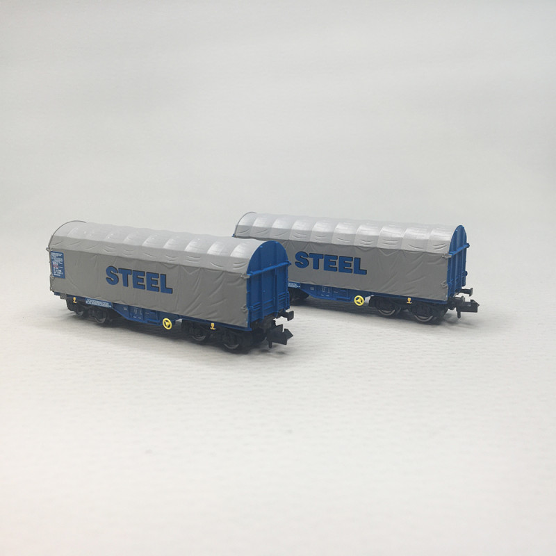 Coffret de 2 wagons à bâche coulissante Shimmns, ÖBB, Ep. VI, FLEISCHMANN 6660173, N 1/160