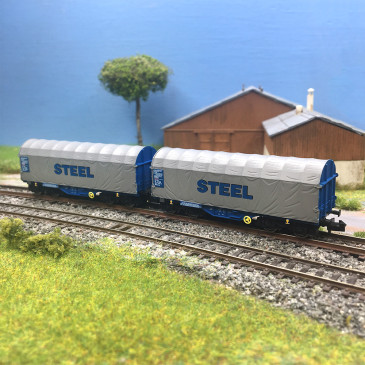 Coffret de 2 wagons à bâche coulissante Shimmns, ÖBB, Ep. VI, FLEISCHMANN 6660173, N 1/160