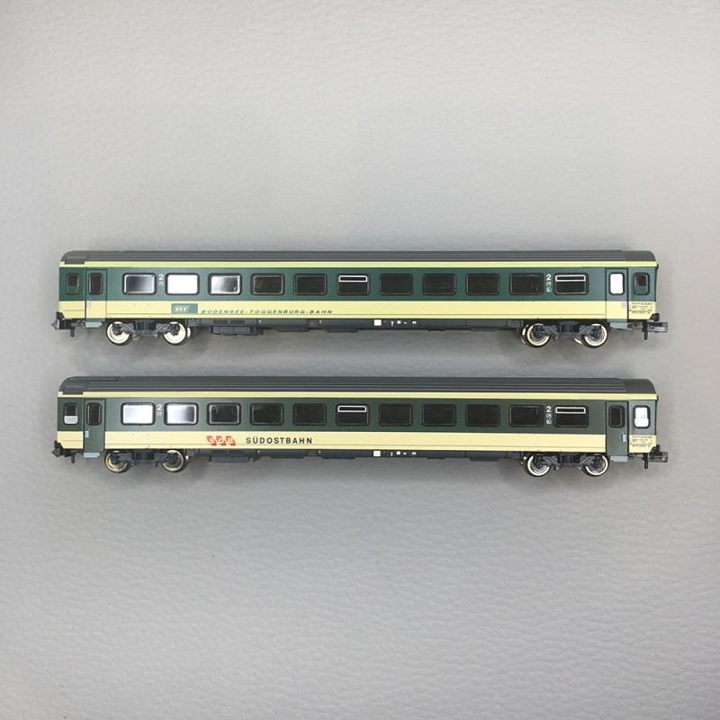 Coffret de 2 voitures "Voralpen-Express", EW-IV type B, SOB, BT, Ep. IV-V, FLEISCHMANN 6260095, N 1/160