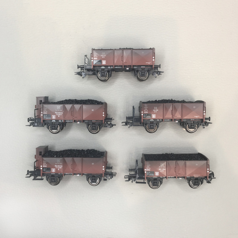 Coffret de 5 wagons à charbon O11/O Nürnberg, DB, Ep. III, MÄRKLIN 46047, HO 1/87