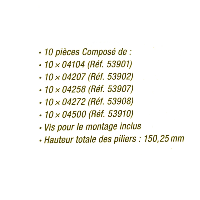 10 piliers easy TRACK, haut 150.25 mm - Noch 53942 - HO 1/87