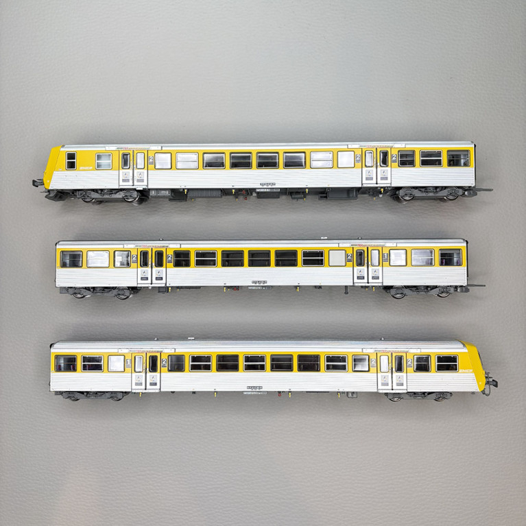 Coffret rame réversible régionale, jaune inox, "Nouille", TER Nord Pas de Calais, R02, SNCF, Ep. IVb-V, EPM E41.19.14, HO 1/87