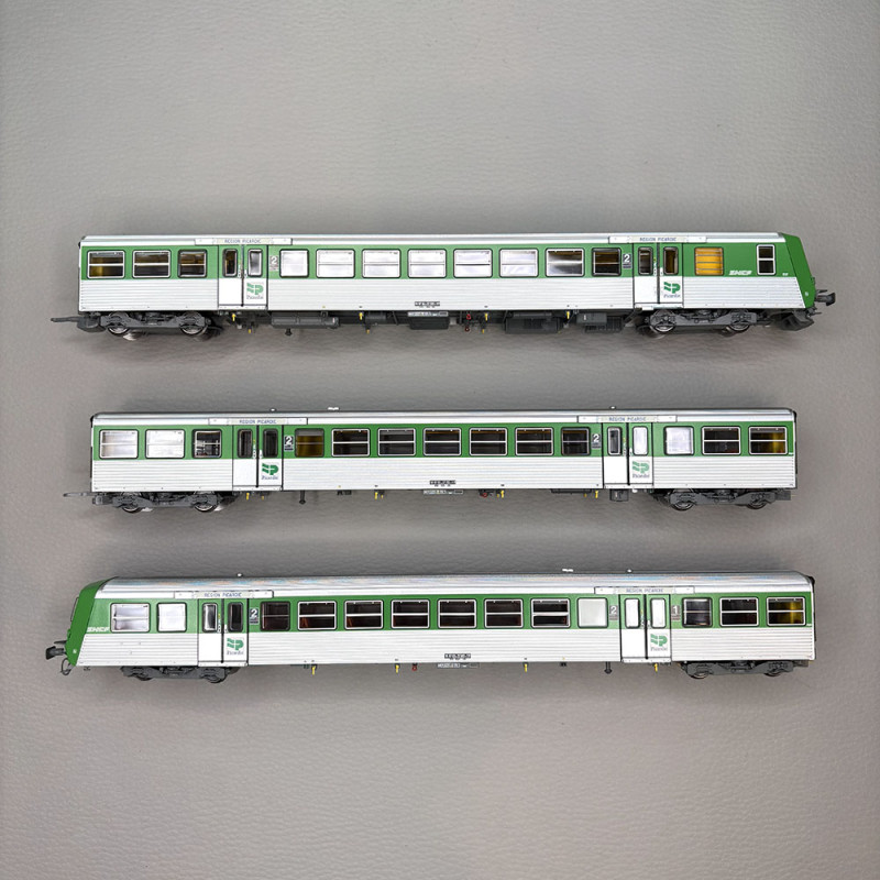 Coffret rame réversible régionale, verte inox, "Nouille", TER Picardie, P03, SNCF, Ep. IVb-V, EPM E41.39.17, HO 1/87
