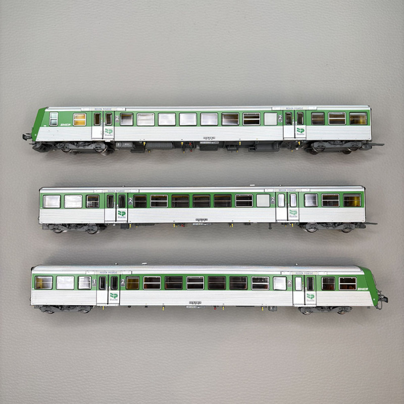 Coffret rame réversible régionale, verte inox, "Nouille", TER Picardie, P03, SNCF, Ep. IVb-V, EPM E41.39.17, HO 1/87